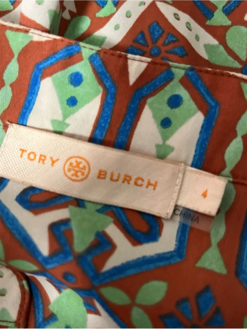 Tory Burch Garden Maze Geometric Print Pleated Shirt Dress